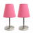 Amandev Simple Designs Sand Nickel Mini Basic Table Lamp with Tapered Fabric Shade-1727903273