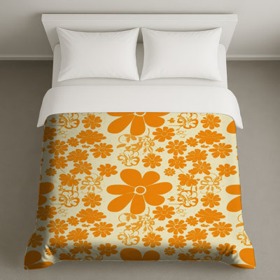 Housses de couette à motif floral orange