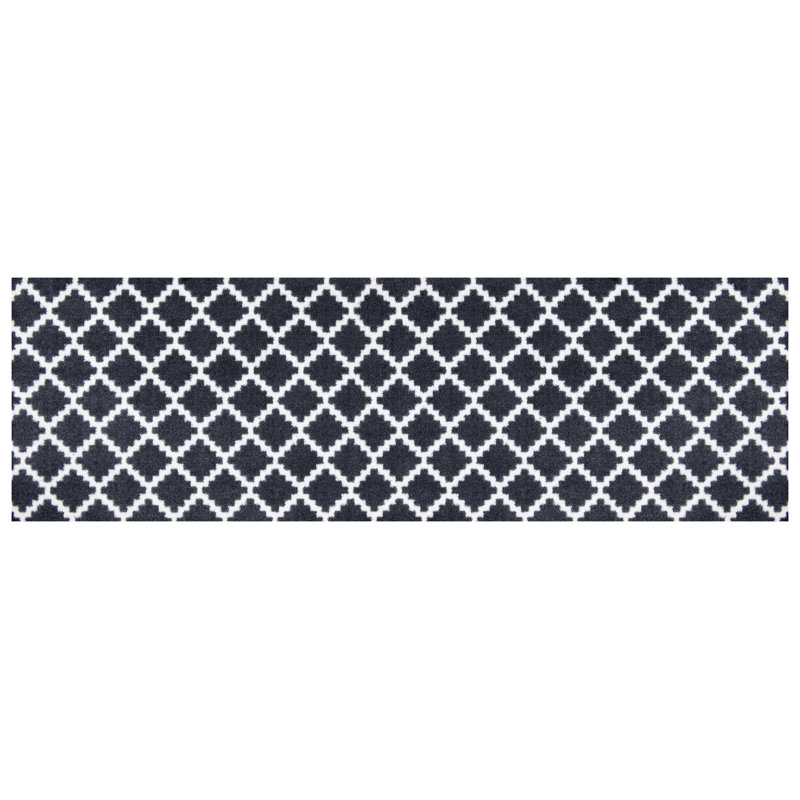 Elegance Non-Slip Indoor + Outdoor Door Mat, White/Black, Runner 50 x 150 cm