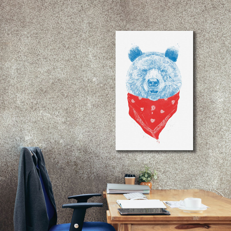 «Wild Bear» par Balazs Solti, art mural sur toile, H 40 po x l 26 po x P 1,5 po