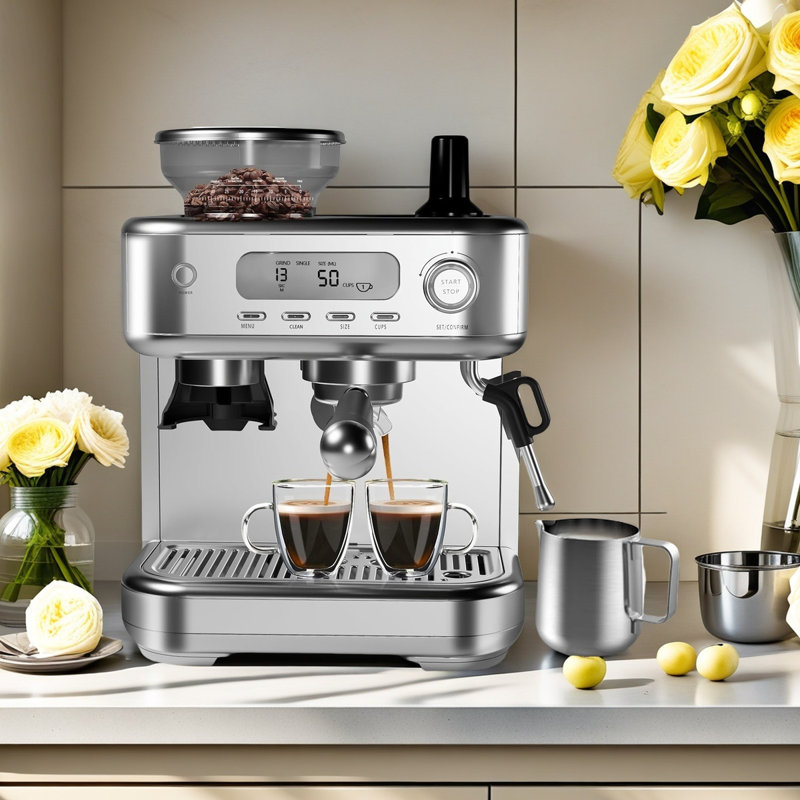 Cafetière espresso, cafetière espresso professionnelle avec moulin intégré