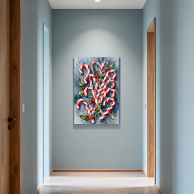 Christmas Candy Canes Holly Berries Christmas Pattern
