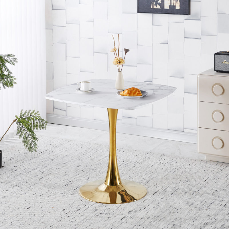 Table de salle à manger Mid-Century, 28.94" H x 31.5"W x 31.5"D, Blanc