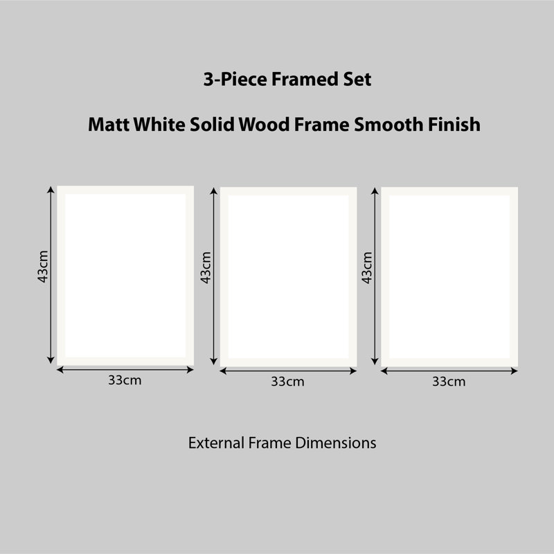 Mont Blanc In Blue - 3 Piece Single Picture Frame Print, White Closed Corner Frame Wood, 43cm H x 33cm W