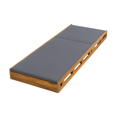 Chaise longue de patio en bois d'acacia avec dossier réglable et coussin Maolis