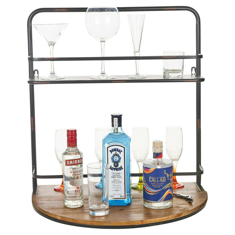 Beckles 4 Bottle Tabletop Wine Bottle & Glass Rack in Brown