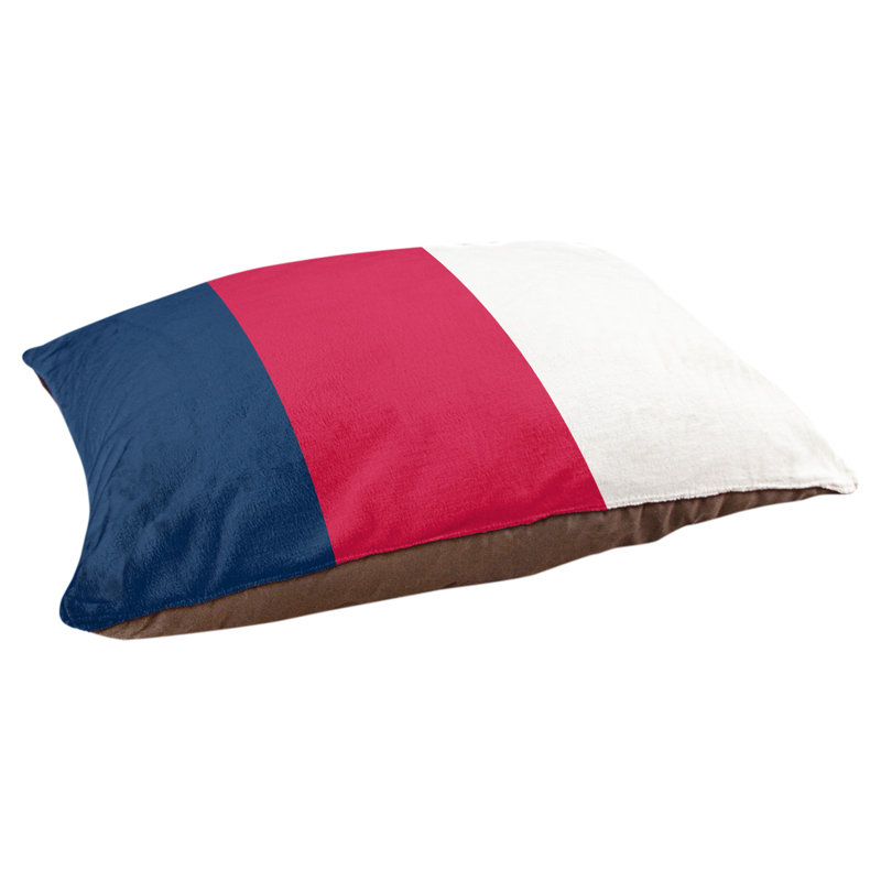 Coussin Arizona, Grand (l 40 po x P 30 po x H 14 po), Bleu marine / rouge écarlate / blanc