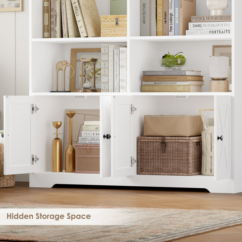 Armoire de rangement à 6 niveaux de 47,2 po avec armoires, Blanc