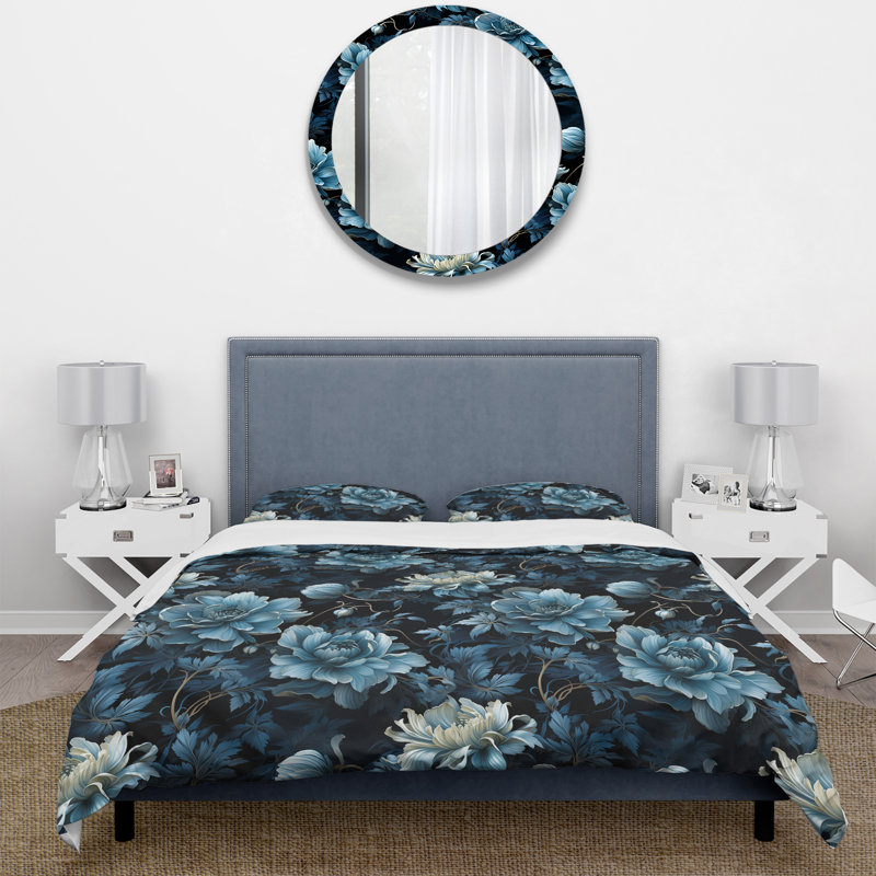 Literie Ephemeral Noir Moody, Housse de couette simple + 1 taie décorative stan