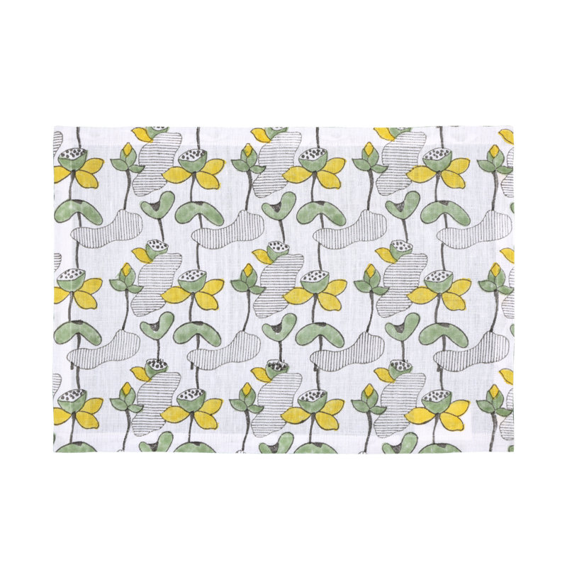 Lotus Pond Table Placemat 14x20 Inch, Yellow