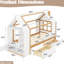 Lit simple en bois massif blanc et naturel avec tiroirs et tablettes