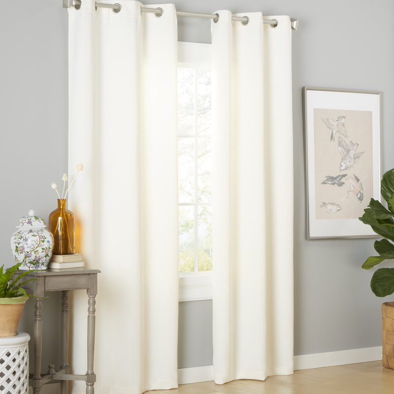 Sateen Room Darkening Curtain Pair, 38" W x 84" L, White