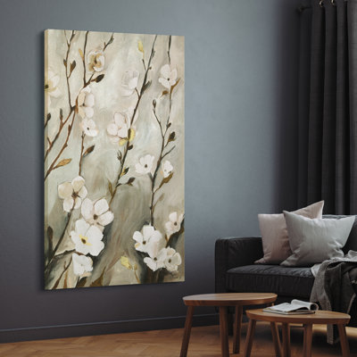 "Blossoming Tranquility" Gold Shagreen Canvas Wall Art