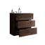 Lavabo pour salle de bain en noyer. Vaste espace de rangement, fonctionnement silencieux. Poignée ergonomique - Apparence. Bassin blanc. 30 po en noyer pré-assemblé. Capacité de travail intérieure accrue. Armoire moderne.-131377376