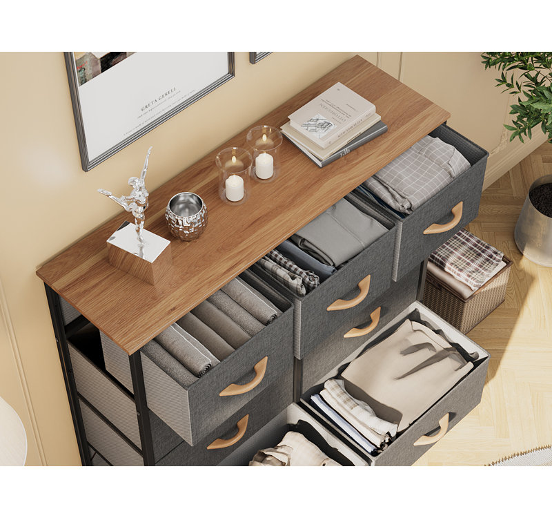 Commode 9 tiroirs Hurd, Bois gris