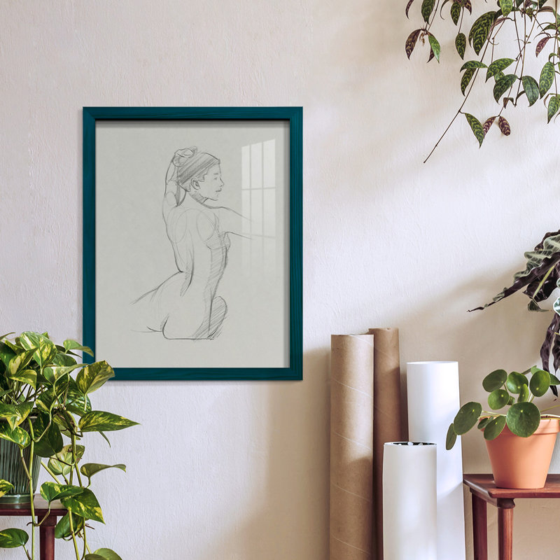 «Geltrude femelle dos croquis II», reproduction sur papier, H 15 po x l 12 po x P 1 po, Bleu