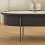 Table basse ovale 55,12 po gris + brun + bois manufacturé argent + acier inoxydable