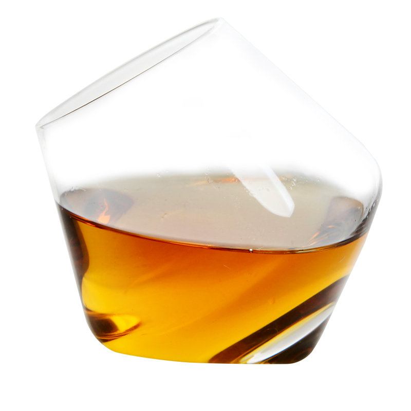 35oz Clear Tilted Crystal Whiskey Glass Set of 4