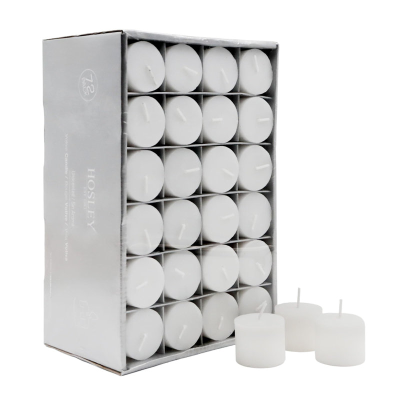 Hosley Unscented White Votive Candles, 72-Pack – Clean-Burning, Long-Lasting 10-12 Hour Burn – Ideal For Weddings, Home Décor, Spa, Events – Bulk Value For Versatile Use