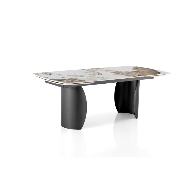 Avrumi Extendable Metal Base Dining Table, Grey