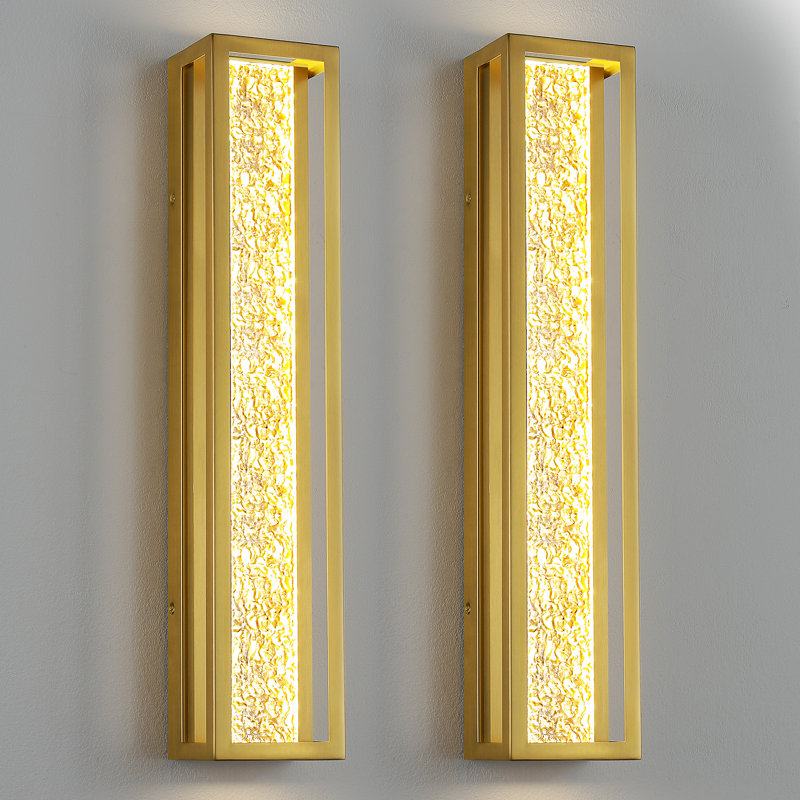 Modern Water Ripple Crystal Dimmable LED Wall Sconces, Gold, 24" H x 4.7" W x 3.74" D