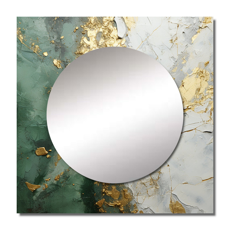 Lughan - Art abstrait carré de miroir mural de salon, 23 po x 23 po