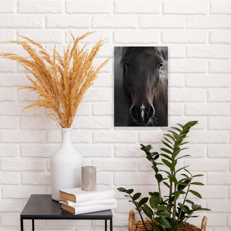 Art contemporain abstrait cheval noir foncé, H 18 po x l 12 po