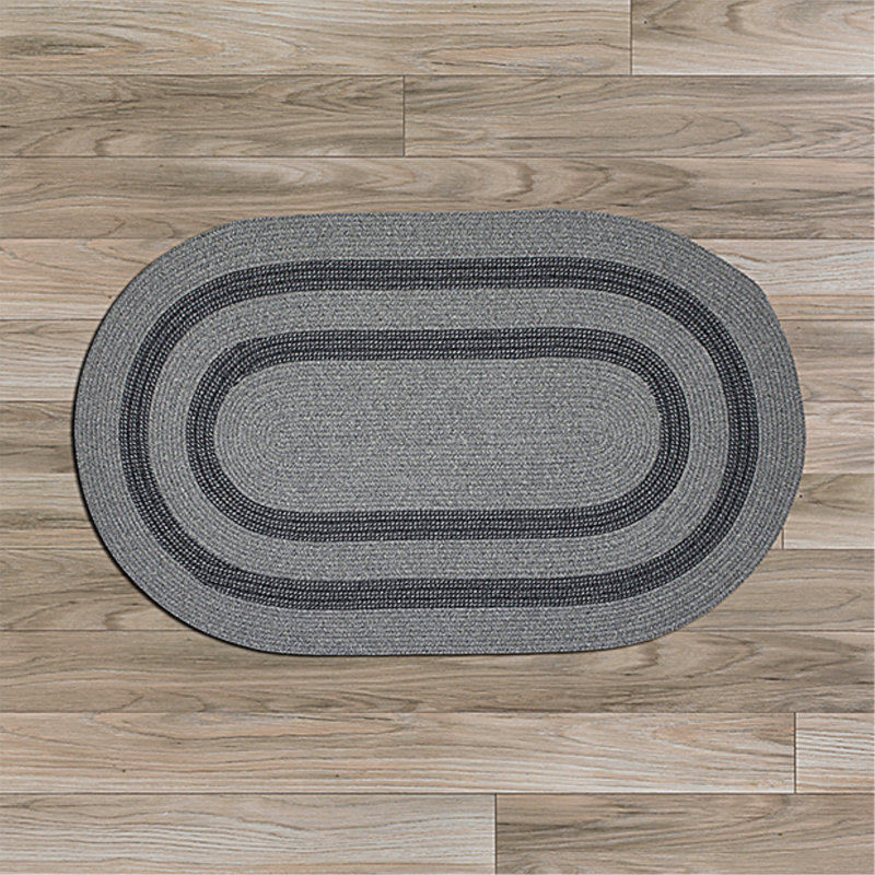 Van Cleef Hand-Woven Wool Gray Area Rug, Oval 5' x 8'