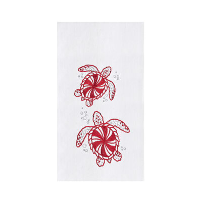 Peppermint Turtles 100% Cotton Flour Sack Christmas Dishtowel