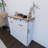 White Kitchen Trash Can Storage Cabinet With 2 Drawers And 1 Tilting Trash Cabinet And 1 Door With Storage Rack And 2 Shelves