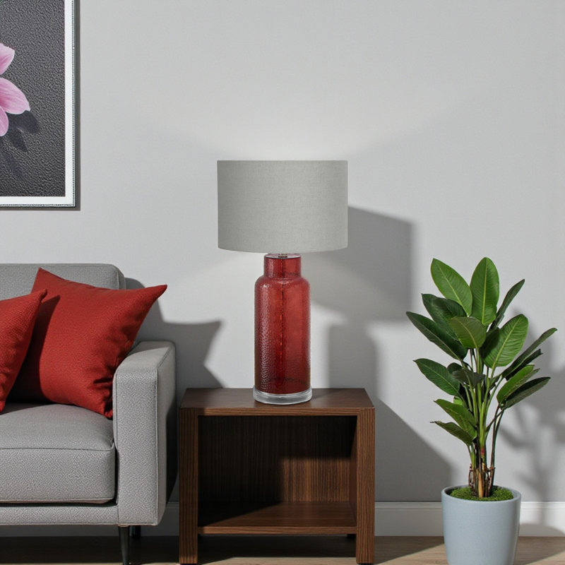Vanda Standard Glass Table Lamp in Red and Gray Shade, 27.75'' H X 14.84'' W X 14.84'' D