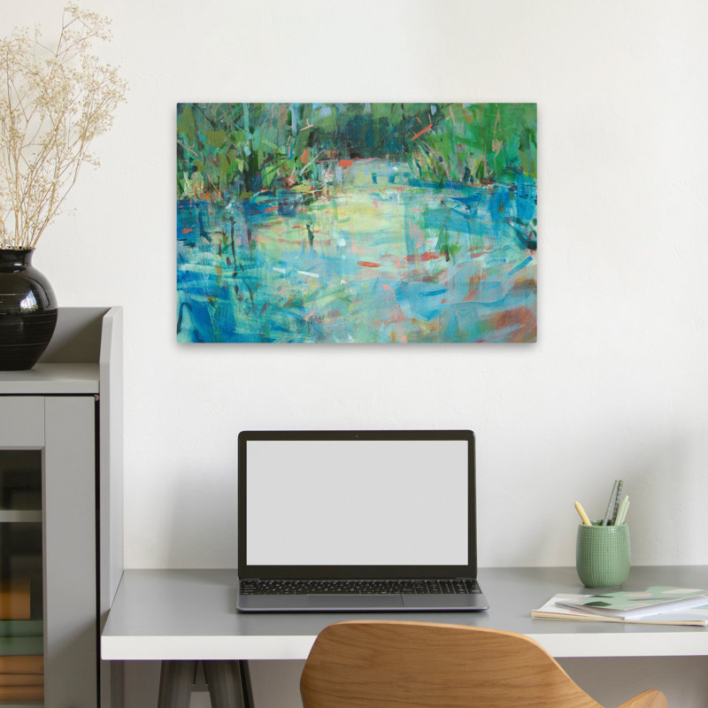 «Evening Creek Blues» - paysages contemporains, cours d'eau, cours d'eau, cours d'eau, H 16 po x l 24 po