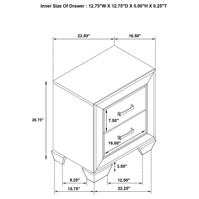  Brookes 2-drawer Nightstand Washed Taupe, Washed Taupe