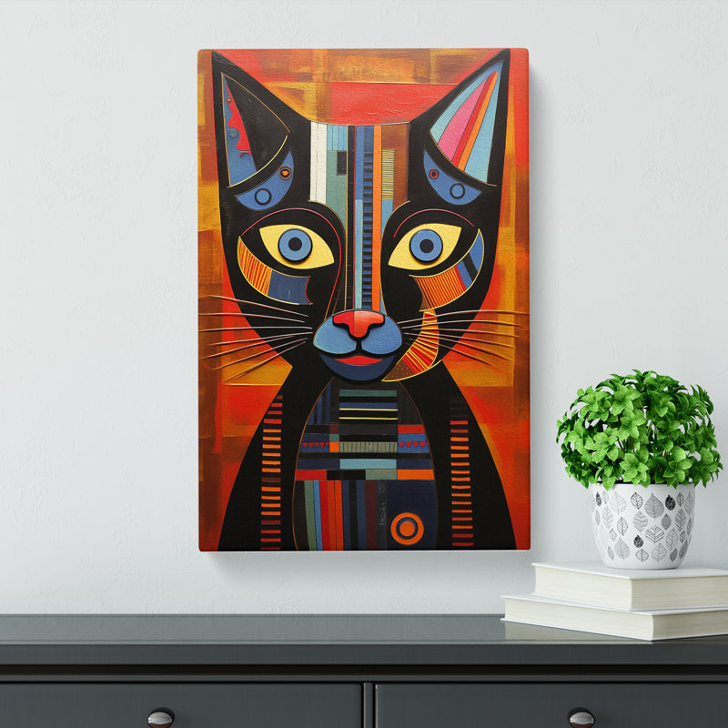 Egyptian Cat Constructivism No.3 - Wrapped Canvas, 50cm H x 35cm W x 3cm D