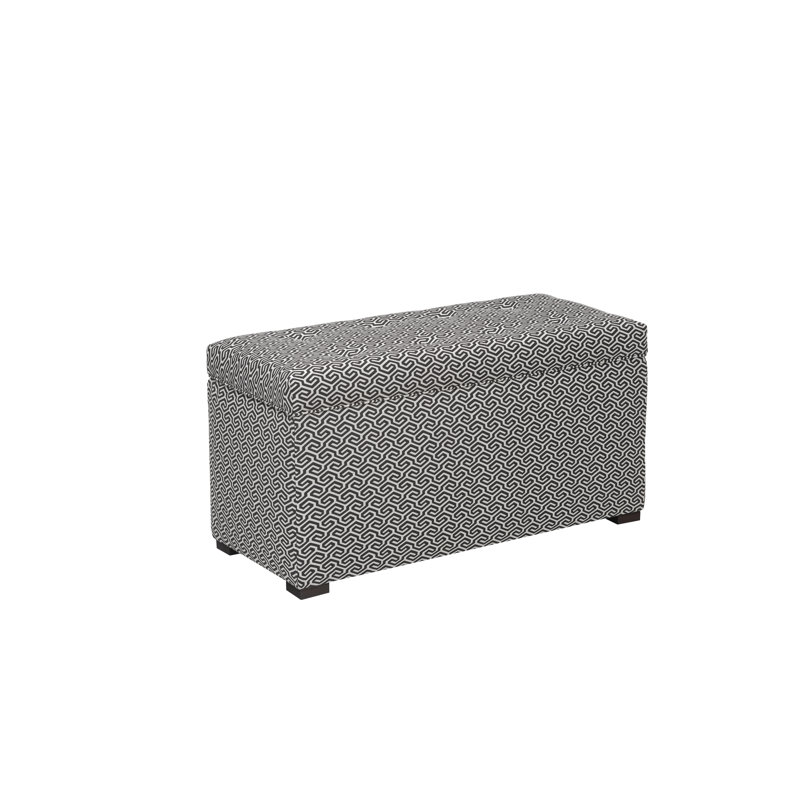 Polyester Upholstered Storage Bench, Black/Cream