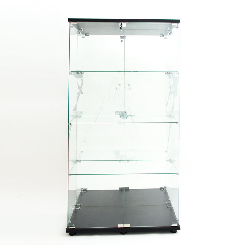 Led - Vitrine améliorée en verre trempé noir, avec fonction de détection et serrure, pour espace de vie principal, 62,96 po de hauteur, installation facile, largeur de 13,23 po, couloir approprié