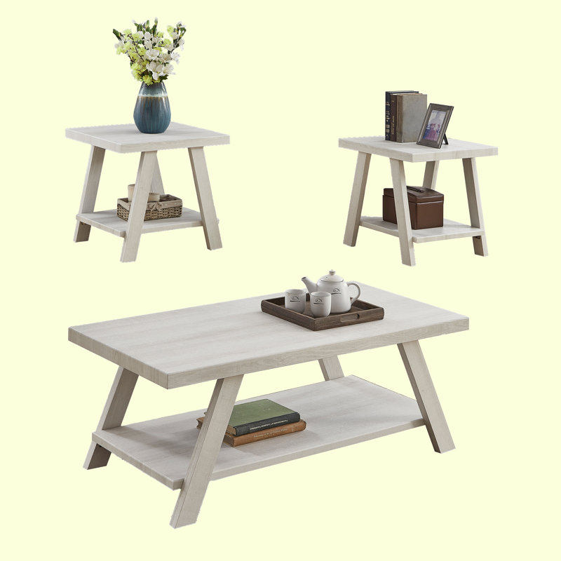 Nigulas End Table, White, White