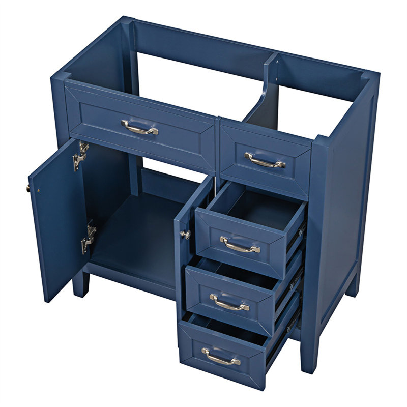 Base de meuble-lavabo avec tiroirs, Bleu