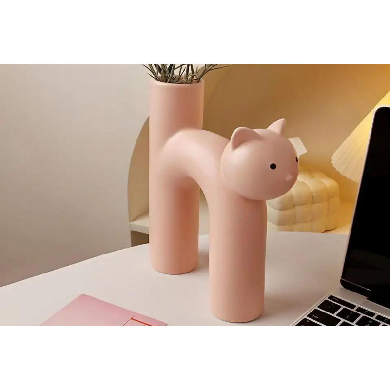 Collmar Ceramic Table Vase, Pink, 14cm H x 8cm W x 23cm D