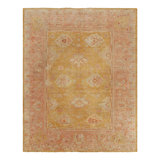 One-of-a-Kind 10'4" X 12'9" 1900s Wool Area Rug in Gold