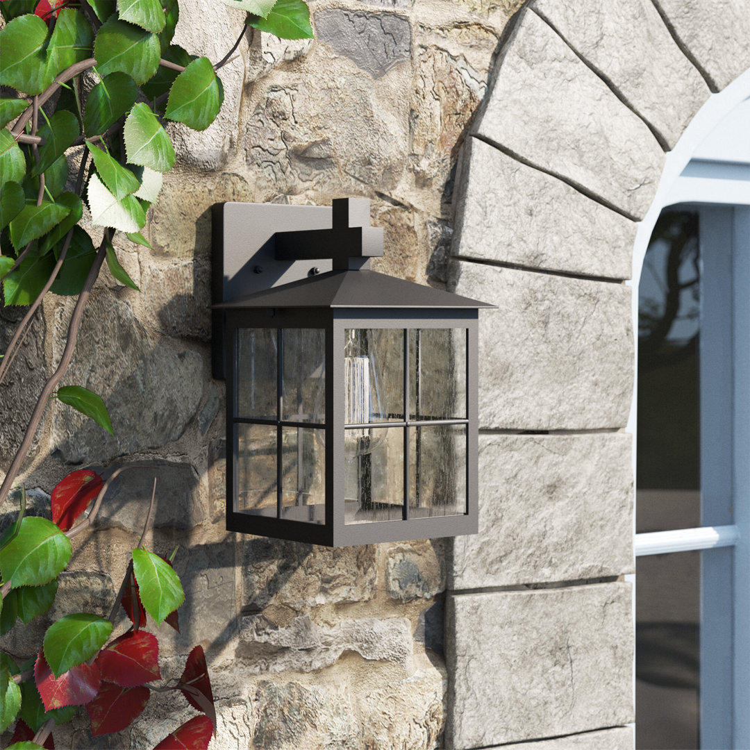 Latorsha Black 1-Bulb Seeded Glass Outdoor Wall Lantern Wade Logan® 