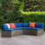 2 Piece Rattan Sectional Seating Group with Cushions