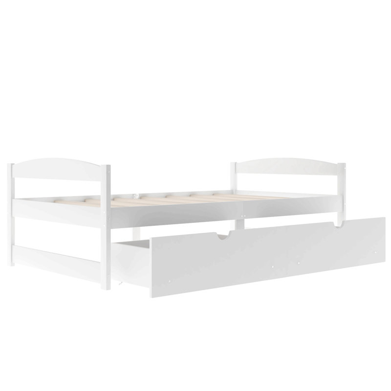 Lit plateforme simple avec deux tiroirs, Blanc