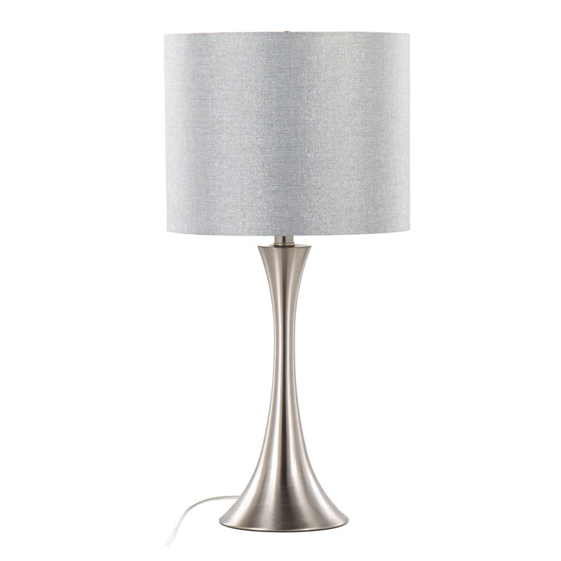 Contemporary Accent Table Lamp, Silver, Light Gray