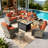 7- Person Outdoor Wicker Patio Conversation Furniture Set With Fire Pit Table-1061966995
