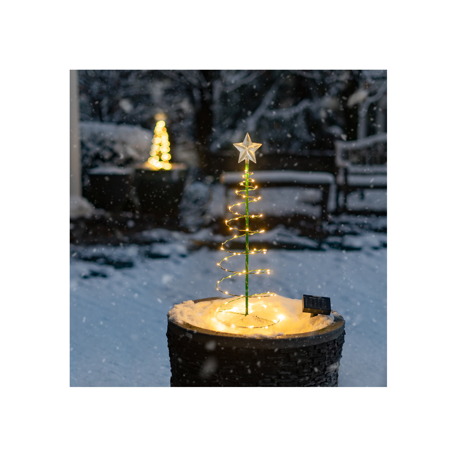2ft Solar Powered LED Spiral Christmas Tree, White