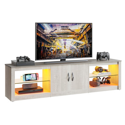 Kruszewski 70" LED TV Stand for 75" TV Large Entertainment Center Gaming with Adjustable Glass Shelves
