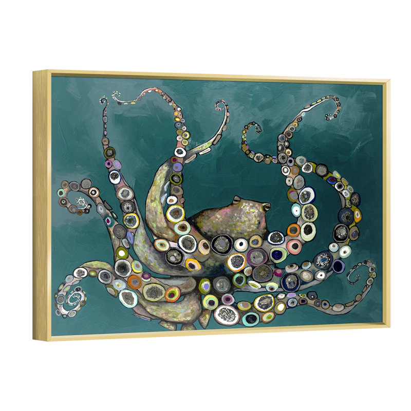 «Marine Animal Octopus», reproduction d'un seul cadre photo sur toile, H 12 po x l 16 po x P 1,5 po, Encadrement doré