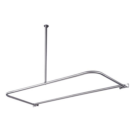 Chrome D-Shaped Wall and Ceiling Mounted Shower Rod