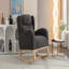 Chaise berçante en tissu Teddy avec pieds en bois paquet, gris foncé